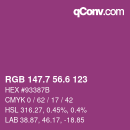カラーコード: RGB 147.7 56.6 123 | qconv.com
