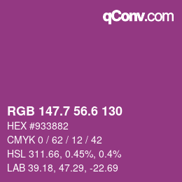 カラーコード: RGB 147.7 56.6 130 | qconv.com