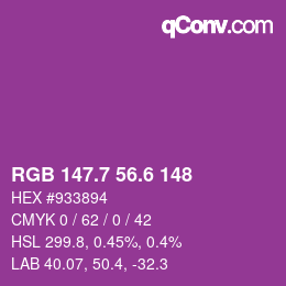 カラーコード: RGB 147.7 56.6 148 | qconv.com