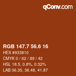 カラーコード: RGB 147.7 56.6 16 | qconv.com