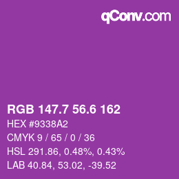 カラーコード: RGB 147.7 56.6 162 | qconv.com