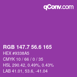 カラーコード: RGB 147.7 56.6 165 | qconv.com