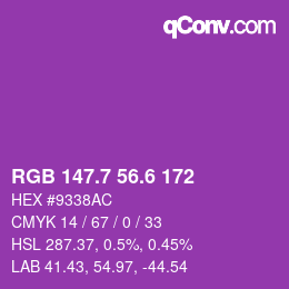 カラーコード: RGB 147.7 56.6 172 | qconv.com