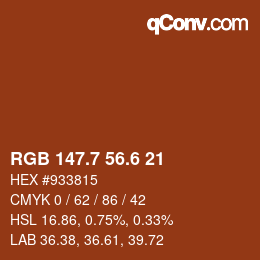 カラーコード: RGB 147.7 56.6 21 | qconv.com