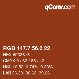 カラーコード: RGB 147.7 56.6 22 | qconv.com