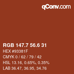 カラーコード: RGB 147.7 56.6 31 | qconv.com