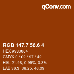 カラーコード: RGB 147.7 56.6 4 | qconv.com