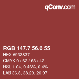 カラーコード: RGB 147.7 56.6 55 | qconv.com