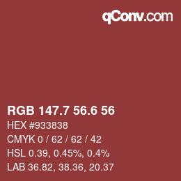 カラーコード: RGB 147.7 56.6 56 | qconv.com