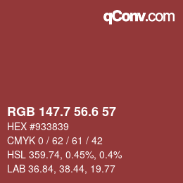 カラーコード: RGB 147.7 56.6 57 | qconv.com
