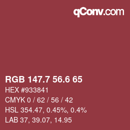 カラーコード: RGB 147.7 56.6 65 | qconv.com
