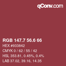 カラーコード: RGB 147.7 56.6 66 | qconv.com