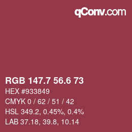 カラーコード: RGB 147.7 56.6 73 | qconv.com