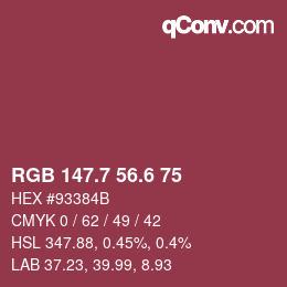 カラーコード: RGB 147.7 56.6 75 | qconv.com