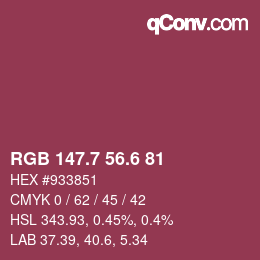 カラーコード: RGB 147.7 56.6 81 | qconv.com