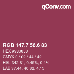 カラーコード: RGB 147.7 56.6 83 | qconv.com