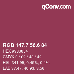 カラーコード: RGB 147.7 56.6 84 | qconv.com