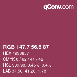 カラーコード: RGB 147.7 56.6 87 | qconv.com
