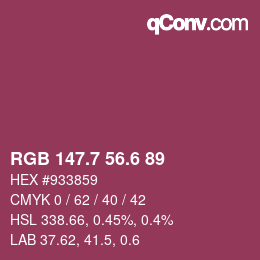 カラーコード: RGB 147.7 56.6 89 | qconv.com