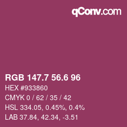 カラーコード: RGB 147.7 56.6 96 | qconv.com