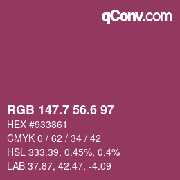 カラーコード: RGB 147.7 56.6 97 | qconv.com