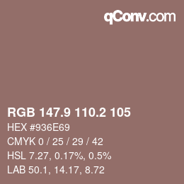 Color code: RGB 147.9 110.2 105 | qconv.com