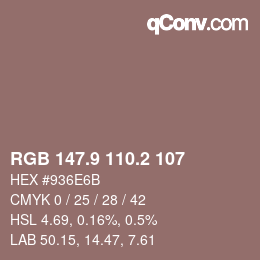 Color code: RGB 147.9 110.2 107 | qconv.com