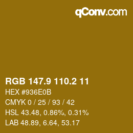Color code: RGB 147.9 110.2 11 | qconv.com
