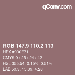 カラーコード: RGB 147.9 110.2 113 | qconv.com