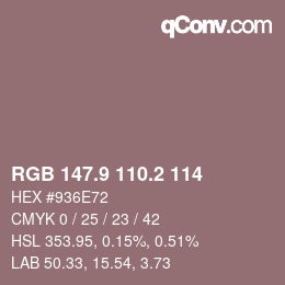 Color code: RGB 147.9 110.2 114 | qconv.com