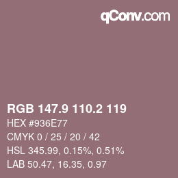 Color code: RGB 147.9 110.2 119 | qconv.com