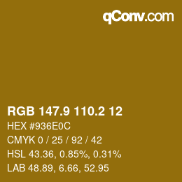 Color code: RGB 147.9 110.2 12 | qconv.com