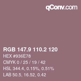カラーコード: RGB 147.9 110.2 120 | qconv.com