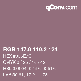 Color code: RGB 147.9 110.2 124 | qconv.com