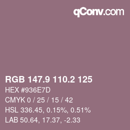 カラーコード: RGB 147.9 110.2 125 | qconv.com