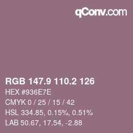 カラーコード: RGB 147.9 110.2 126 | qconv.com