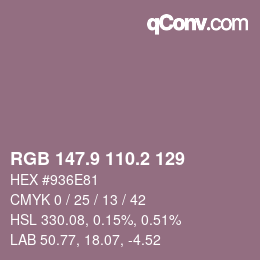 Color code: RGB 147.9 110.2 129 | qconv.com
