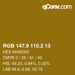 Color code: RGB 147.9 110.2 13 | qconv.com