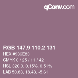 Color code: RGB 147.9 110.2 131 | qconv.com