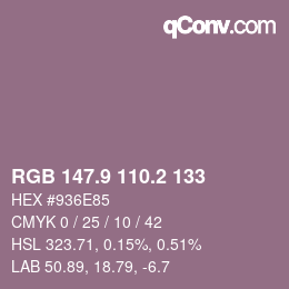 カラーコード: RGB 147.9 110.2 133 | qconv.com