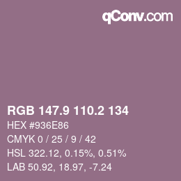 Color code: RGB 147.9 110.2 134 | qconv.com
