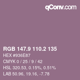 Color code: RGB 147.9 110.2 135 | qconv.com