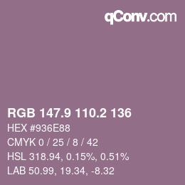 Color code: RGB 147.9 110.2 136 | qconv.com