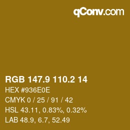 Código de color: RGB 147.9 110.2 14 | qconv.com