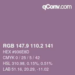 Color code: RGB 147.9 110.2 141 | qconv.com