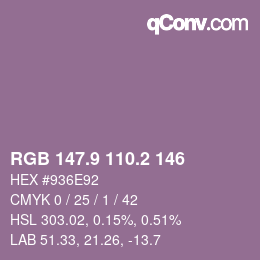 Color code: RGB 147.9 110.2 146 | qconv.com