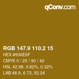 Color code: RGB 147.9 110.2 15 | qconv.com