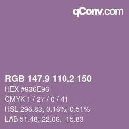 Color code: RGB 147.9 110.2 150 | qconv.com