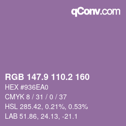 Color code: RGB 147.9 110.2 160 | qconv.com