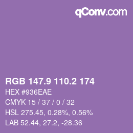 Color code: RGB 147.9 110.2 174 | qconv.com